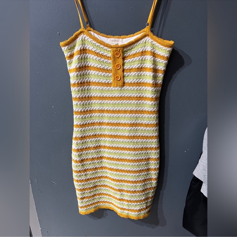 Promesa Yellow and White Striped Dress